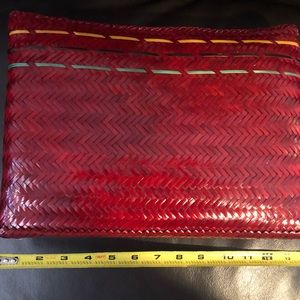 Vintage Woven Red Straw Clutch